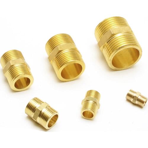 1/8" 1/4" 3/8" 1/2" NPT Male Hex Nipple Brass Pipe Fitting Water Gas Fuel