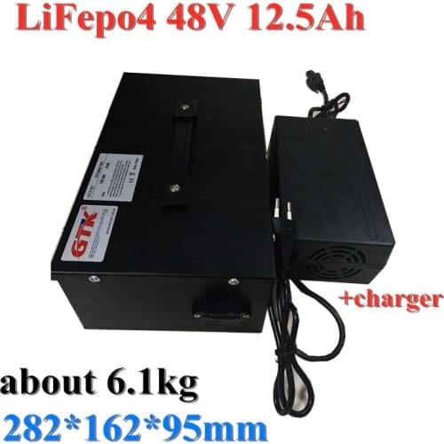 GTK battery 48V 12.5Ah lithium lifepo4 battery pack with BMS for electric bicycle,motorbike,balance car +5A charger