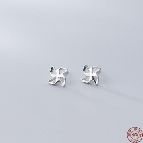 LKO New 925 Sterling Silver Summer Mini Windmill Stud Earrings For Women Party Minimalist Fine Jewelry Gifts Of 2021 Trendy
