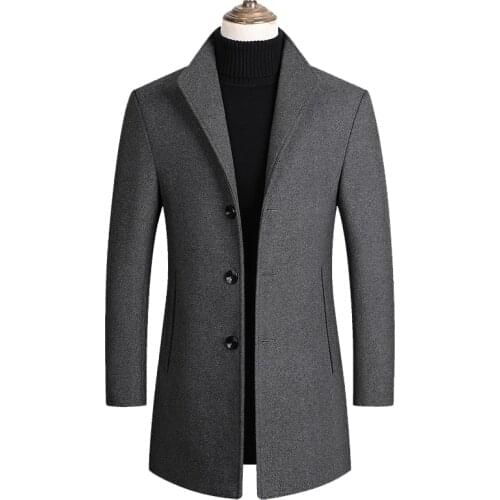 Middle Aged Me Men Wool Blends Coats Autumn Winter New Solid Color High Quality Mens Wool Coats Luxurious Wool Blends Coat Male