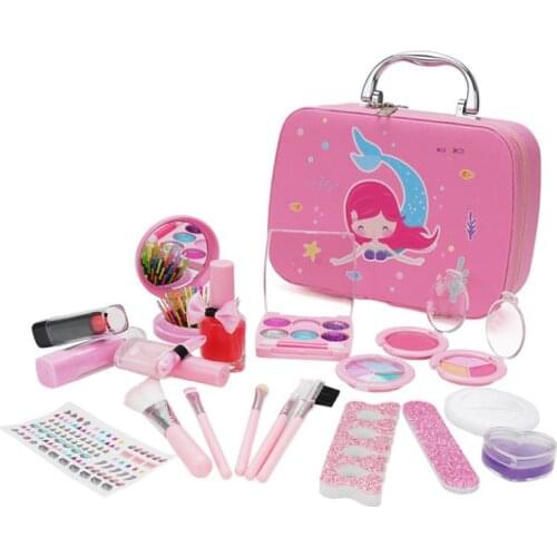 Kids Makeup Toy Set Cosmetic Beauty Set With Cosmetic Bag For Little Girls Princess Birthday Present Gift Fashion Toys