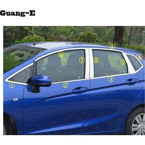 Car Body Stick Stainless Steel Glass Window Garnish Pillar Middle Column Strip Trim Hoods For Honda Fit Jazz 2014 2015 2016 2017