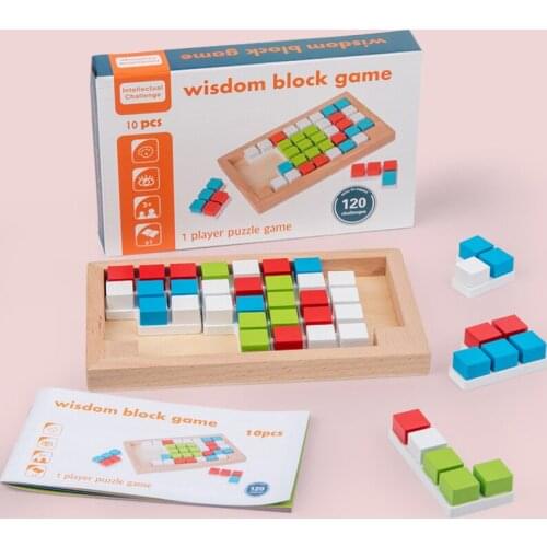 New Kids Montessori Wooden Cube Spatial Thinking Learning Educational Toy 3D Building Blocks Development Toy Gifts for Children