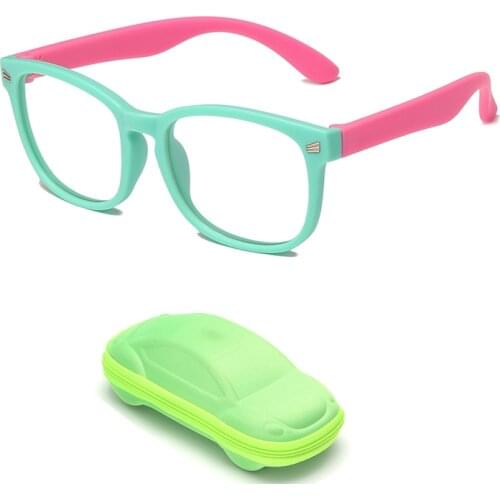 Anti Blue Light Kids Glasses Boys Girls Optical Frame Computer Transparent Glasses Children Silicone Soft Eyeglasses Wtih Case