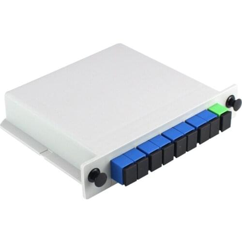 Free Shipping 10pcs/lot Splitter SC UPC 1X8 Fiber Optic FTTH Cassette Box Optical Coupler SC UPC PLC 1X8 fiber Splitter Box