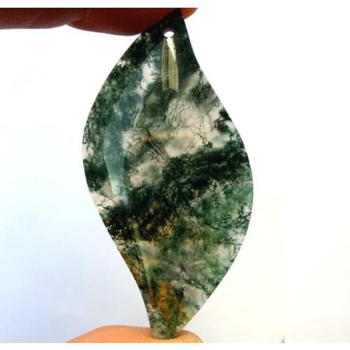 Natural handmade ocean deep water grass agate chalcedony ink jade pendant necklace