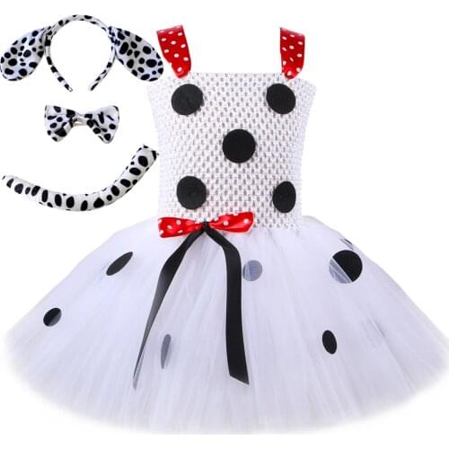 Dalmatian Tutu Dress Outfit Polka Dot Tulle Kids Dresses for Girls Party Clothes Baby Girl Halloween Dog Cosplay Costume 1-12Y