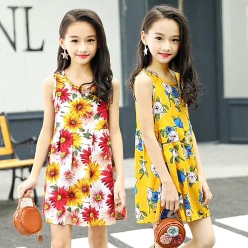 Big girls dresses summer 2020 little girls dresses kids baby girl flora dress children clothes size for 2345678 9 10 11 12 years
