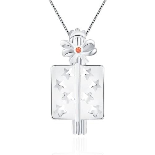 CLUCI 925 Sterling Silver Christmas Gift Box Women Cage Pendant for Necklace Jewelry 925 Silver Christmas Charms Pendant SC159SB