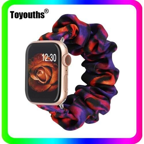 Toyouths Elastic Scrunchies Watch Straps for Apple Watch Band 38mm 40mm Women Tie Dye Wristband for iwatch Series 6 5 4 3 2 1 SE