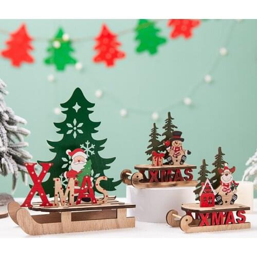 Christmas DIY ornaments old man Snowman elk table top counter decoration Nordic wooden scene prop a