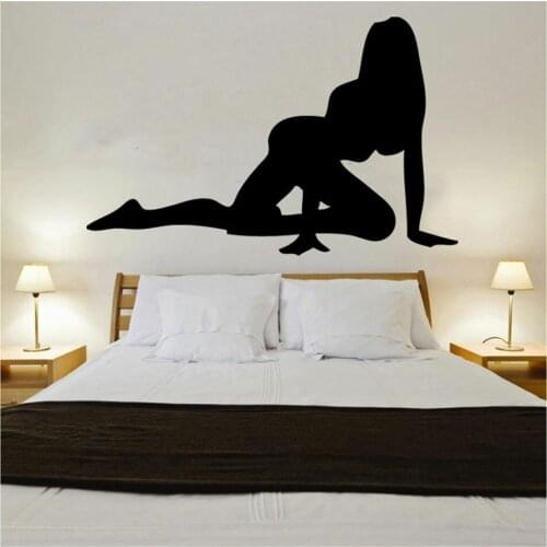 Sexy Crawling Woman Wall Sticker Art Fitness Gym Body Building Sexy Girl Wall Decal Home Beroom Decoration Vinyl Decals B527