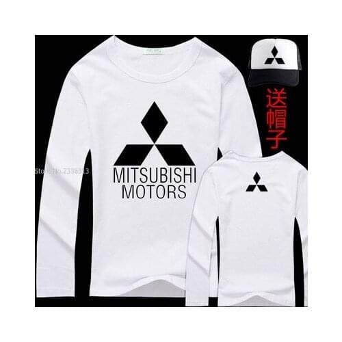 Autumn spring long sleeve Cotton Mitsubishi motors T-shirt Men 's custom car logo T shirt clothing include baseball cap hats