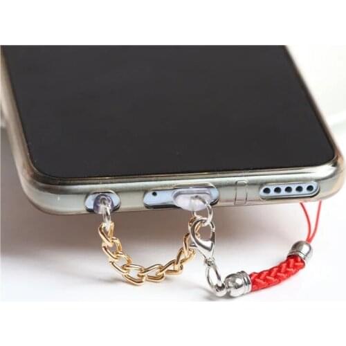 Lanyard Dust Plug Charm Kawaii 3.5mm Headphone Anti Dust Plug Mobile Phone Charge Port Plug Dust Cap Cute For iPhone 6 6S