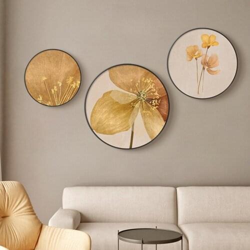 Modern Minimalist Flower Wall Decoration Pictures Round Art Posters and Prints Nordic Vintage Plant Canvas Painting on The Wall