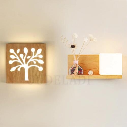 Modern Japanese Simple Square Solid Wood Wall Sconce Acrylic Glass Cover Wall Lamp for Living Room Aisle Light Fixture MJ1021