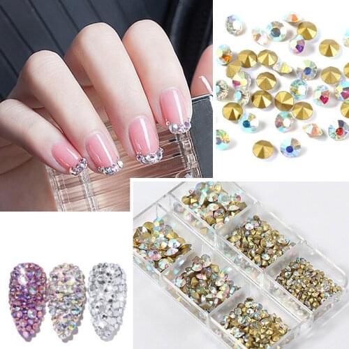 SS3-SS16 900PCS Glass Flatback 3D Nail Rhinestones Crystal Strass For Nail Charms Decoration Accessories Nail Art Rhinestones