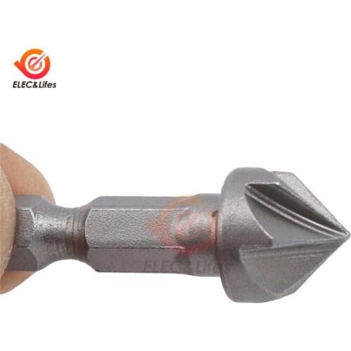 1Pcs 90 Degree Countersink Drill Chamfer Bit 1/4" Hex Shank Carpentry Woodworking Angle Point Bevel Cutting Cutter Remove