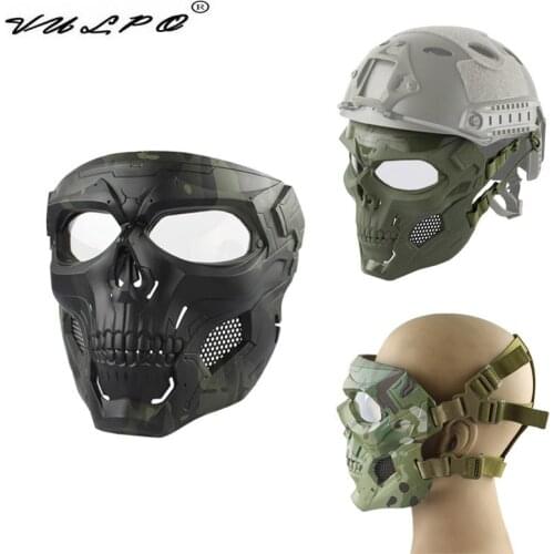VULPO Airsoft Paintball Skull Mask Outdoor Hunting Face Mask Tactical Military Helmet Mask Adapted to FAST Helmets