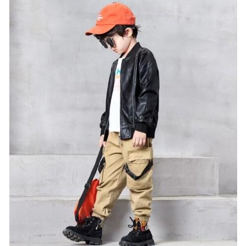 Top Quality Spring Leather Boys Jacket And Coat Waterproof Fashion Pattern O-Neck Black Kids Blazers Jackets Free Shipping LE3