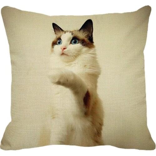 XUNYU 45cmx45m Cute Animal Puppet Cat Pattern Linen Comfortable Cushion Cover Living Room Sofa Decoration Pillow Cover YH001
