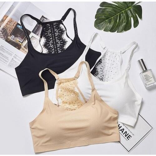 Women Lace Back Bra Sexy Bralette Bustier Padded Seamless Crop Tank Tops