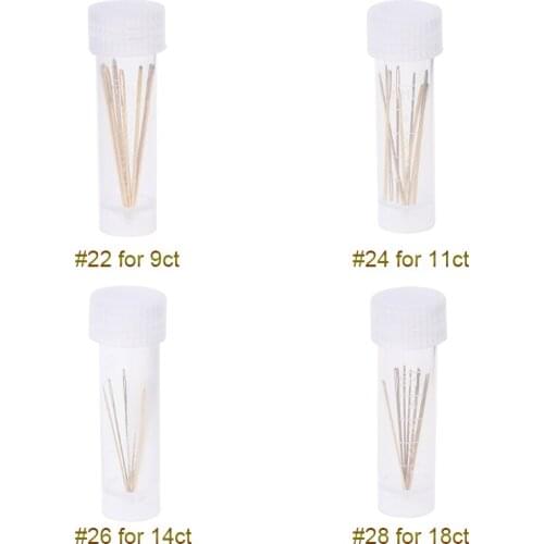 10PCS Golden Embroidery Fabric Cross Stitch Cloth Needles Size 22# 24# 26# 28# Needles Kit Tools Sewing Sharpening Handmade