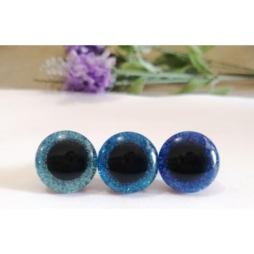 100pcs/lot new items 16mm/20mm/25mm trapezoid plastic clear safety toy eyes +blue glitter color +white washer for diy doll