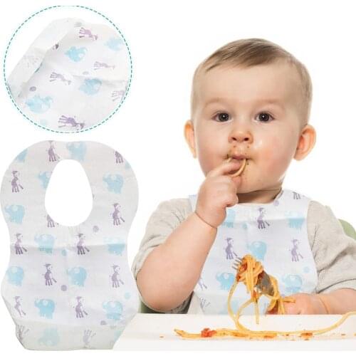 20 Pcs Disposable Baby bib Boy&Girl Bandana Burp cartoon Print Cotton Baby Scarf Meal Collar easy to carry слюнявчики для детей