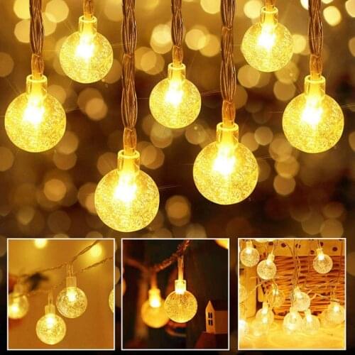 20LED Globe String Fairy Light Crystal Ball Light Fairy Garden Garland Wedding Festoon Bulb String Light Halloween Outdoor