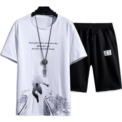 2021 Road Printed Short Sleeve O-Neck T-shirt Shorts Sports Suit Sportswear Set Activewear for Vacation Yoga Daily Wear