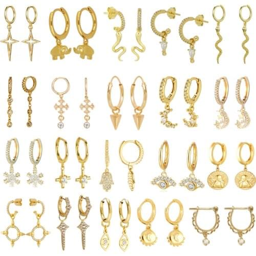 2021 Trend Vintage Earrings S925 Sterling Silver Snake Moon Star Cross Dangle Earrings for Women Girl orecchini donna Jewelry