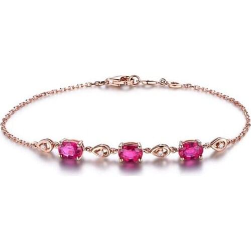 925 New Luxury High-end Temperament Fashion Rose Red Bracelet Simulation Rubellite Colored Gemstone For Women Jewelry Wholesale