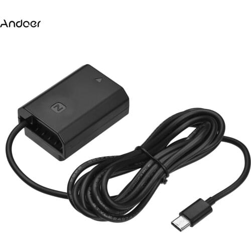 Andoer DC Coupler Dummy Battery Type-C USB-C Plug for NP-FZ100 Battery for Sony Alpha A6600 A7C A7III A7S III A7RIII A7R IV