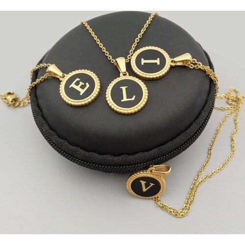 Fashion 26 Letters Pendant Necklace Women Zircon Alphabet Chain Necklace Vintage Gold Color Jewelry For Girls Gift 1Pcs