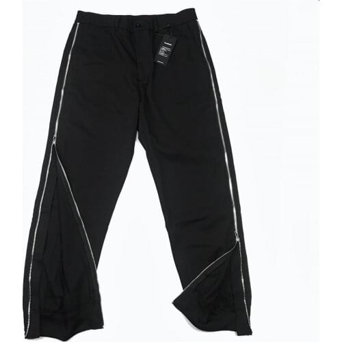 Black Side Zipper Suit Trousers Twill Jogger Four-Pocket Styling 2021 Streetwear