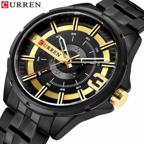 CURREN New fashion Men Military Quartz Watches Unique Design Dial Stainless Steel Band Top Mens casual Clock Relogio Masculino