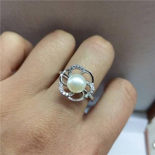 Flower Shape Ring Base Mountings Findings Settings Adjustable Ring Jewelry Parts Fittings Accessories for Pearl Beads Stones