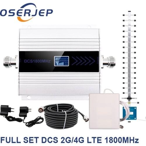 LCD Display GSM Repeater 1800Mhz 4G Cell Signal Amplifier booster DCS 1800 Mobile Phone Signal amplifier + Panel / Yagi Antenna