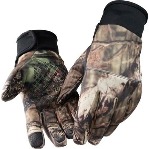 Touchscreen Camouflage Fishing Gloves Camping Hunting Gloves Anti-Slip 2 Fingers Cut Cycling Half Finger Camo Fishing Gloves