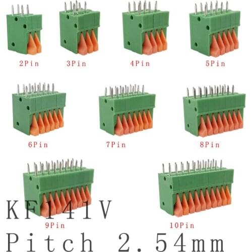 2/3/4/5/6/7/8/9/10 Pin KF141V Pitch 2.54mm PCB Straight Foot Spring Screless Terminal Blocks Connector 150V 2A for 26-20 AWG