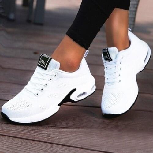 Womens Sneakers Breathable Mesh Casual Ladies Flat Running Shoes Fashion Platform Outdoor Non-Slip Lace-Up Female Sports Shoes