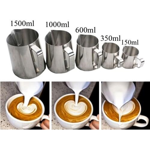 150/350/600/1000/1500ML Stainless Steel Pull Flower Coffee Cup Cappuccino Cream Milk Foam Mug Milk Frothing Jug Thermo Latte Art