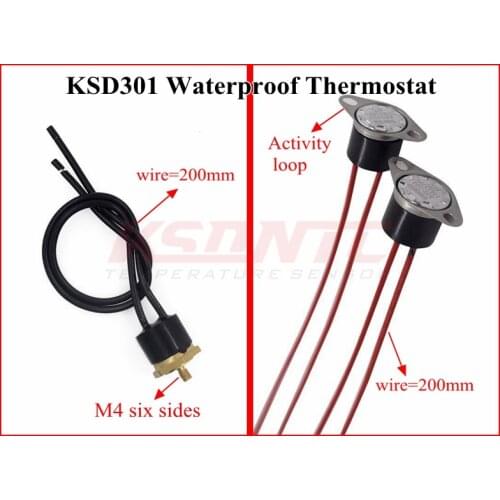 KSD301/KSD302 waterproof 0C-200C degree Normally Closed Temperature Switch Thermostat 20 55 60 65 70 75 80 85
