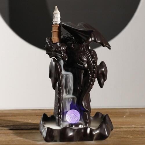 Incense Burner Decorative Attractive Ceramics LED Nordic Pterosaurs Holder Censer Tower for Daily Used Decoration