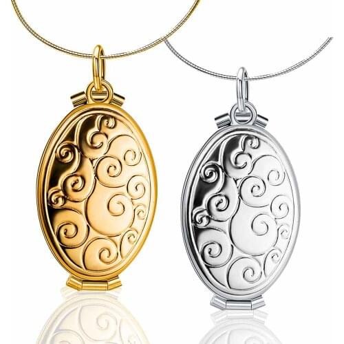 Hot Sale Gold/Silver Color Women Memory Photo Frame Case Jewelry Big Box Necklace & Pendant for Ladies Girls Bijoux Chain