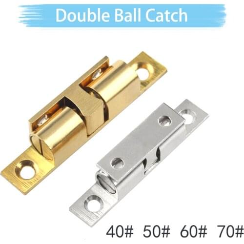 Copper Double Ball Catch Latch Clip Lock Furniture Cupboard Cabinet Door Lock Adjustable Closet Tension Latch 40/50/60/70mm
