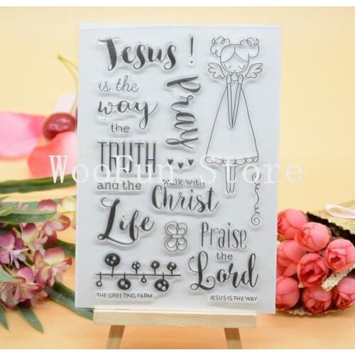 Jesus Pray Girl Rubber Clear Stamp for Card Making Decoration and Scrampbooking