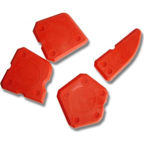 4Pcs Scraper Tool Kit Grouting Set Red Silicone Sealant Spreader Profile Applicator Tile Grout Tools Sealant Remove Tools