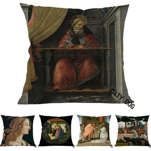 Christian Jesus St. Augustine in his cell Painting art Cotton and linen 45*45cm square pillow Cushion cover Home sofa Decor